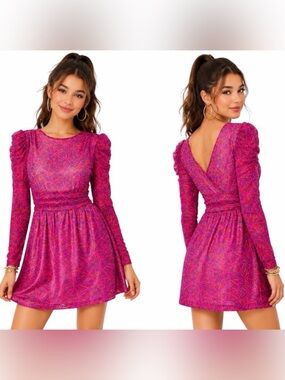 Lilly Pulitzer Preslie Long Sleeve Romper in Passion Fruit Pink NWT